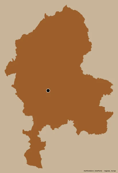 イングランドの行政郡であるスタフォードシャーの形で その首都はしっかりとした色の背景に孤立している パターン化されたテクスチャの構成 3Dレンダリング — ストック写真