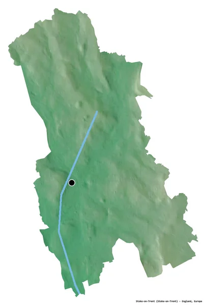 ストーク トレントの形 イングランドの単一権威 その首都は白い背景に隔離されています 地形図 3Dレンダリング — ストック写真