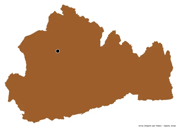 Shape Surrey Verwaltungsbezirk Von England Mit Seiner Hauptstadt Isoliert Auf — Stockfoto