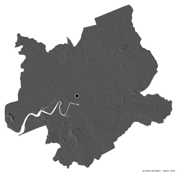 Форма Уоррингтона Унитарной Власти Англии Столицей Изолированной Белом Фоне Карта — стоковое фото