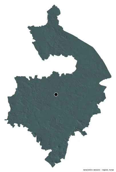 Форма Уорикшира Административного Графства Англии Столицей Изолированной Белом Фоне Цветная — стоковое фото