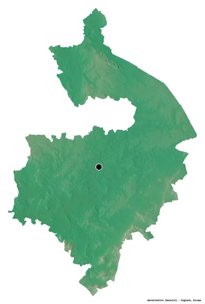 Shape Warwickshire Administrative County England Its Capital Isolated White Background — Stock Photo, Image