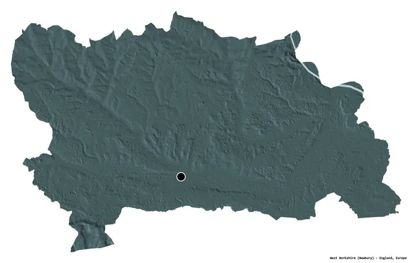 イングランドの郡 西バークシャーの形で その首都は白い背景に孤立している 色の標高マップ 3Dレンダリング — ストック写真