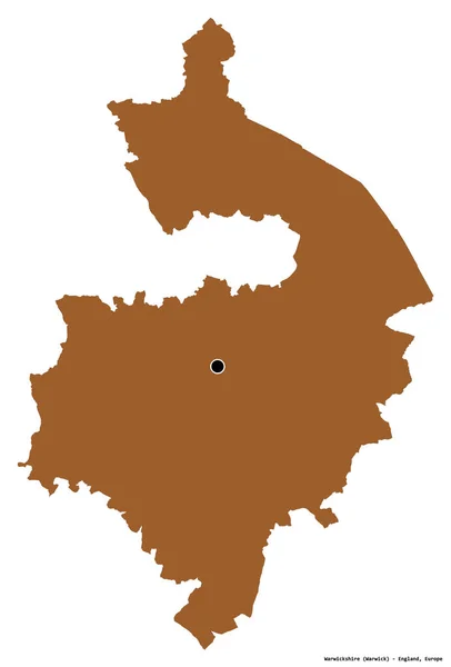 イングランドの行政郡であるウォリックシャーの形であり その首都は白人の背景に孤立していた パターン化されたテクスチャの構成 3Dレンダリング — ストック写真