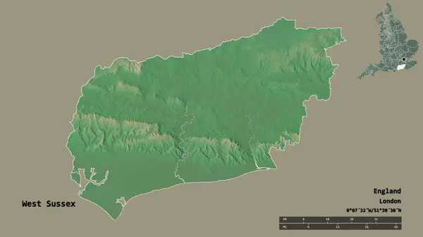 Forma Del West Sussex Contea Amministrativa Dell Inghilterra Con Sua — Foto Stock