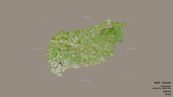 Area West Sussex Administrative County England Isolated Solid Background Georeferenced — Stock Photo, Image