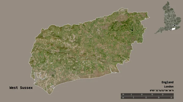 Форма Западного Сассекса Административного Графства Англии Столицей Изолированной Прочном Фоне — стоковое фото