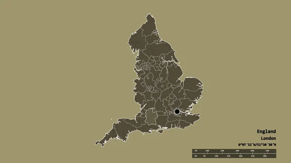 Desaturated Shape England Its Capital Main Regional Division Separated Wiltshire — Stock Photo, Image