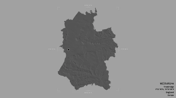 Oblast Wiltshire Správní Hrabství Anglie Izolované Pevném Pozadí Georeferencované Hraniční — Stock fotografie