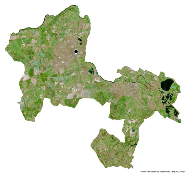 ウィンザーとメイデンヘッドの形 イギリスの首都圏地区 その首都は白い背景に隔離されています 衛星画像 3Dレンダリング — ストック写真
