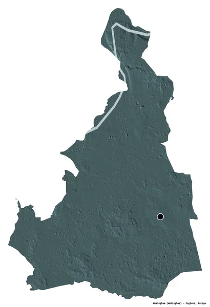 イングランドの統一的権威であるウッキンガムの形は その首都を白い背景に孤立させている 色の標高マップ 3Dレンダリング — ストック写真