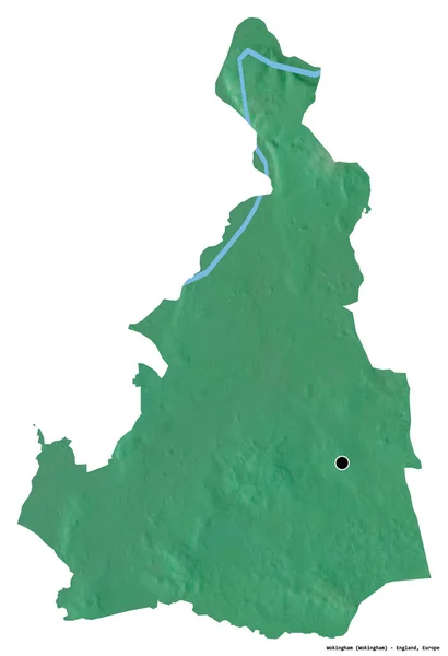 Wokingham Alakja Anglia Egységes Tekintélye Fővárosát Fehér Háttérrel Elszigetelve Topográfiai — Stock Fotó