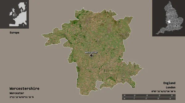 Shape Worcestershire Condado Administrativo Inglaterra Capital Escala Distancia Vistas Previas — Foto de Stock