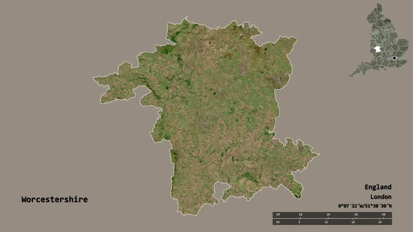 Shape Worcestershire Verwaltungsbezirk Von England Mit Seiner Hauptstadt Isoliert Auf — Stockfoto