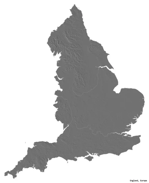 Forma Inglaterra Com Sua Capital Isolada Fundo Branco Mapa Elevação — Fotografia de Stock