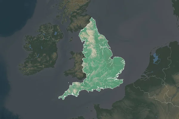 Forma Inglaterra Separada Por Desaturación Las Áreas Vecinas Fronteras Mapa — Foto de Stock