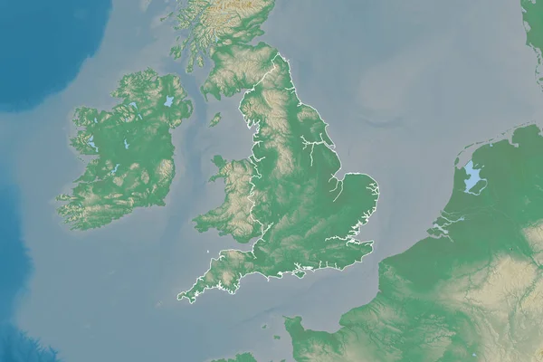 Área Estendida Inglaterra Delineada Mapa Topográfico Relevo Renderização — Fotografia de Stock