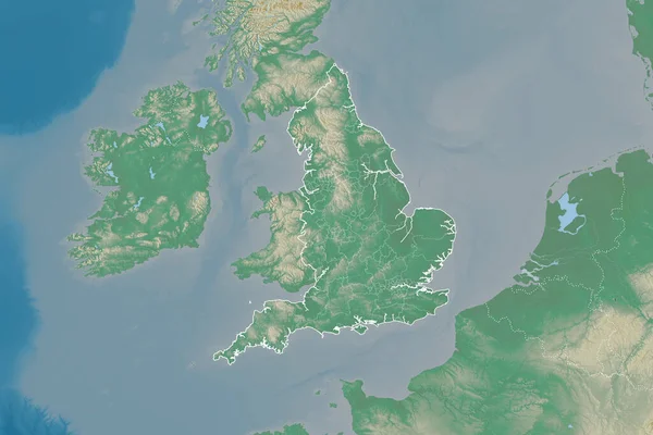Área Estendida Inglaterra Com Contorno País Fronteiras Internacionais Regionais Mapa — Fotografia de Stock