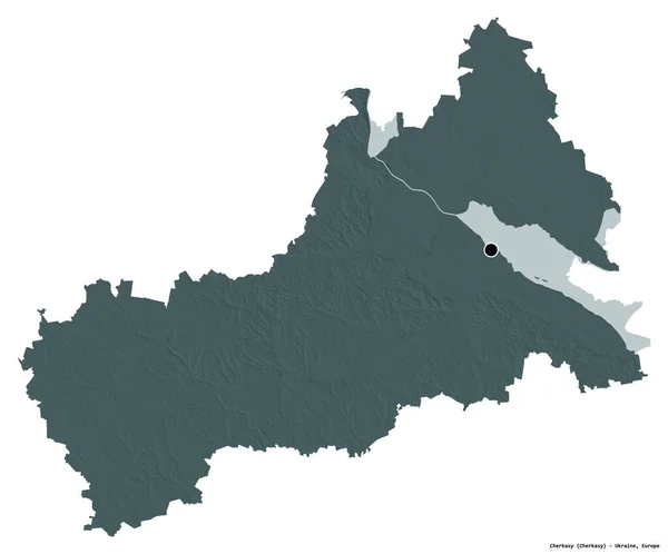 Shape Tscherkasy Region Der Ukraine Mit Seiner Hauptstadt Isoliert Auf — Stockfoto