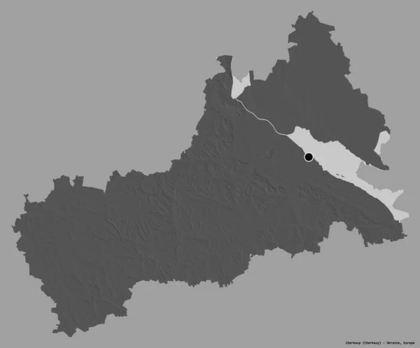 Forma Cherkasy Região Ucrânia Com Sua Capital Isolada Fundo Cor — Fotografia de Stock