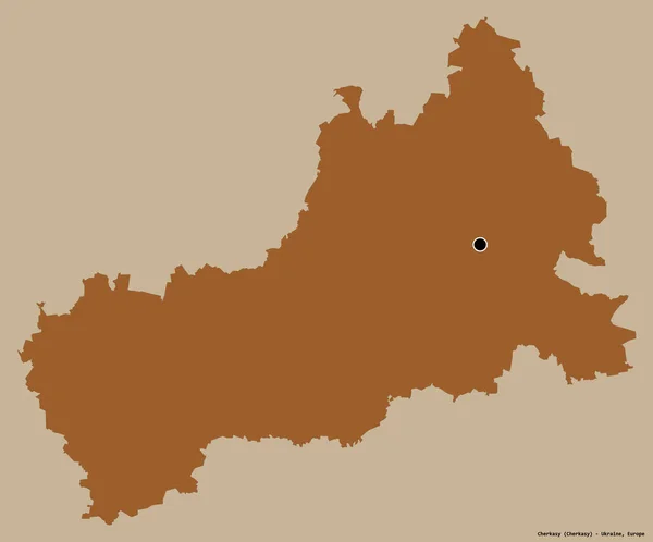 Forme Tcherkasy Région Ukraine Avec Capitale Isolée Sur Fond Couleur — Photo