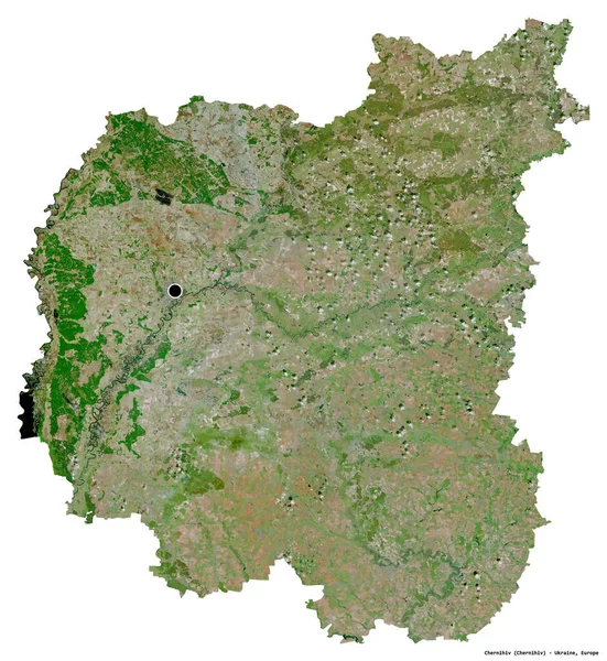 Form Tjernihiv Region Ukraina Med Huvudstaden Isolerad Vit Bakgrund Satellitbilder — Stockfoto