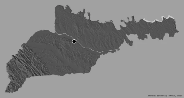 Form Tjernivtsi Region Ukraina Med Sin Huvudstad Isolerad Solid Färg — Stockfoto