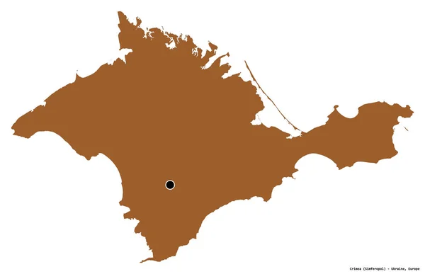 ウクライナの自治共和国 クリミアの形は その首都は白い背景に隔離されています パターン化されたテクスチャの構成 3Dレンダリング — ストック写真
