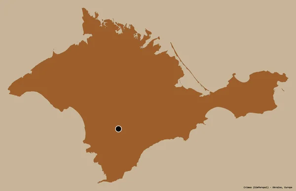 Form Krim Autonoma Republiken Ukraina Med Sin Huvudstad Isolerad Solid — Stockfoto
