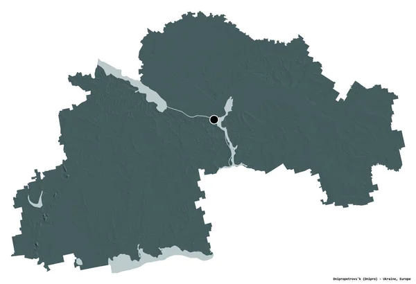 Forma Dnipropetrovs Región Ucrania Con Capital Aislada Sobre Fondo Blanco —  Fotos de Stock