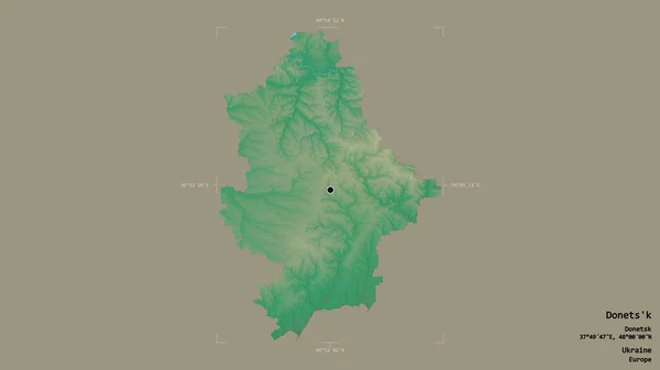 Oblast Donets Region Ukrajiny Izolované Pevném Pozadí Georeferenced Bounding Box — Stock fotografie