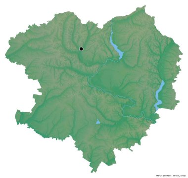 Ukrayna 'nın başkenti beyaz arka planda izole edilmiş, Harkiv' in şekli. Topografik yardım haritası. 3B görüntüleme
