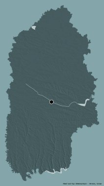 Ukrayna 'nın başkenti Khmel' nyts 'kyy' nin katı renk arkaplanı ile izole edilmiş hali. Renkli yükseklik haritası. 3B görüntüleme