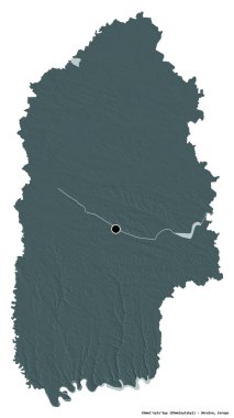 Beyaz arka planda başkenti izole edilmiş, Ukrayna 'nın Ukrayna bölgesindeki Khmel' in Nnyts 'inin şekli. Renkli yükseklik haritası. 3B görüntüleme