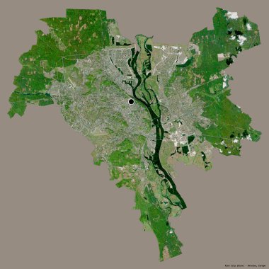 Shape of Kiev City, independent city of Ukraine, with its capital isolated on a solid color background. Satellite imagery. 3D rendering clipart