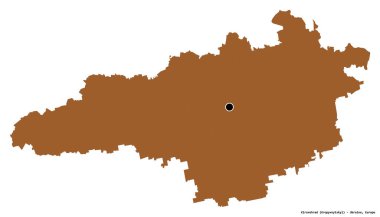 Beyaz arka planda başkenti izole edilmiş Kirovohrad, Ukrayna bölgesi. Desenli dokuların bileşimi. 3B görüntüleme