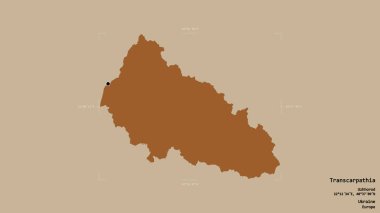 Transcarpathia bölgesi, Ukrayna bölgesi, jeoreferatlı bir sınır kutusunda katı bir arka planda izole edilmiş. Etiketler. Desenli dokuların bileşimi. 3B görüntüleme