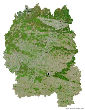 Beyaz arka planda başkenti izole edilmiş, Ukrayna 'nın Zhytomyr bölgesi. Uydu görüntüleri. 3B görüntüleme