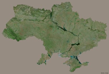 Başkenti koyu renk arkaplan üzerine izole edilmiş Ukrayna 'nın şekli. Uydu görüntüleri. 3B görüntüleme