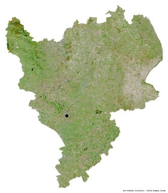 Birleşik Krallık 'ın başkenti beyaz arka planda izole edilmiş Doğu Midlands' ın şekli. Uydu görüntüleri. 3B görüntüleme