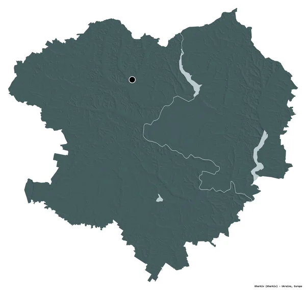 Vorm Van Kharkiv Regio Van Oekraïne Met Hoofdstad Geïsoleerd Witte — Stockfoto