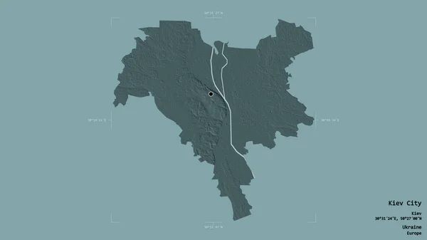 Obszar Kijowa Niezależne Miasto Ukrainy Izolowane Solidnym Tle Georeferencyjnym Polu — Zdjęcie stockowe