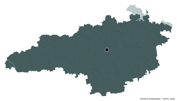 Forma Kirovohrad Región Ucrania Con Capital Aislada Sobre Fondo Blanco —  Fotos de Stock
