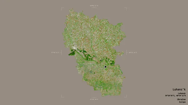 Area Luhans Region Ukraine Isolated Solid Background Georeferenced Bounding Box — Stock Photo, Image