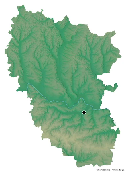 Form Luhans Region Ukraina Med Dess Huvudstad Isolerad Vit Bakgrund — Stockfoto