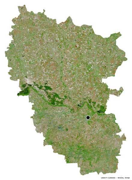 Tvar Luhans Ukrajinské Oblasti Hlavním Městem Izolovaným Bílém Pozadí Satelitní — Stock fotografie