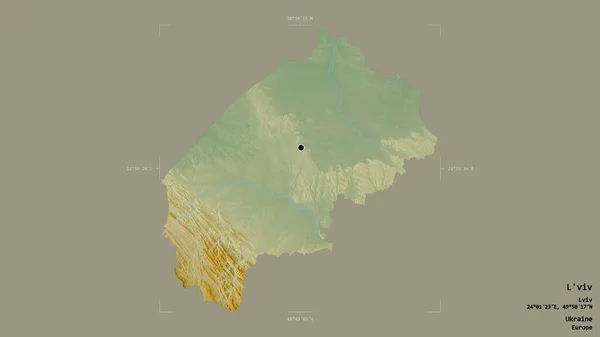 Oblast Viv Region Ukrajiny Izolované Pevném Pozadí Georeferenced Bounding Box — Stock fotografie