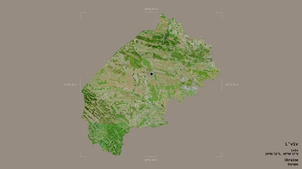 Oblast Viv Region Ukrajiny Izolované Pevném Pozadí Georeferenced Bounding Box — Stock fotografie