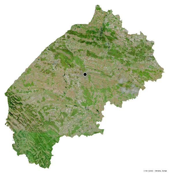 Shape Viv Region Ukraine Its Capital Isolated White Background Satellite — Stock Photo, Image