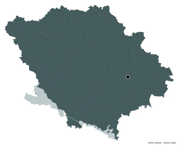 Gestalt Von Poltawa Region Der Ukraine Mit Seiner Hauptstadt Isoliert — Stockfoto